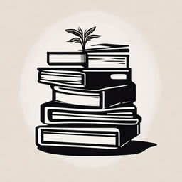 A simple and minimalist tattoo design featuring a stack of books.