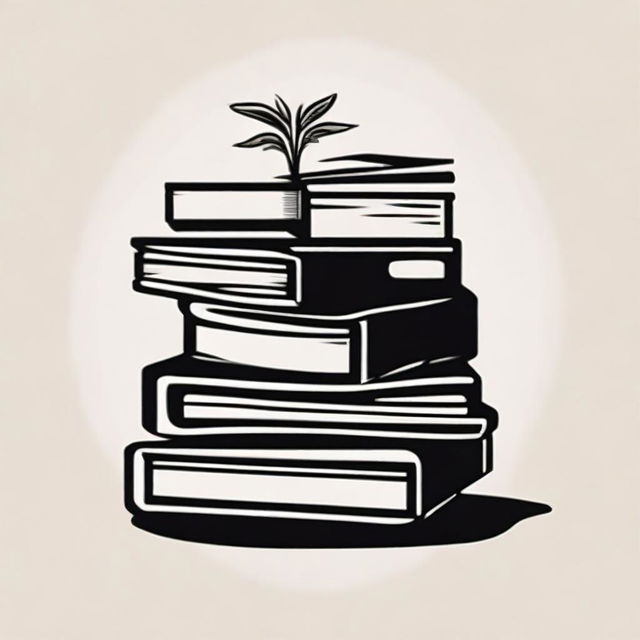 A simple and minimalist tattoo design featuring a stack of books.