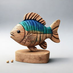 A cork with the shape and proportions of a fish, detailed with realistic textures and colors.