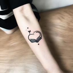 A minimalist and meaningful tattoo design symbolizing love for reading, possibly featuring a single, open book.