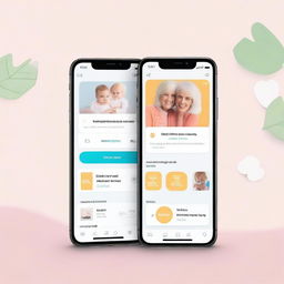 Image of a digital application screen featuring the 'Favorites' option to save preferred sale points for easy access, and a 'Mom’s advice' section providing personalized tips for mothers