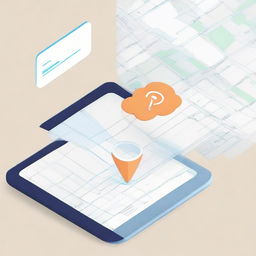 Visual representation of an application interface integrating a mapping API to visualize sale points on an interactive map and a database icon signifying the storage of sale points and product information