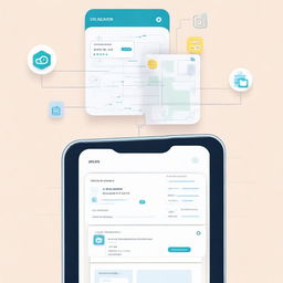 Visual representation of an application interface integrating a mapping API to visualize sale points on an interactive map and a database icon signifying the storage of sale points and product information