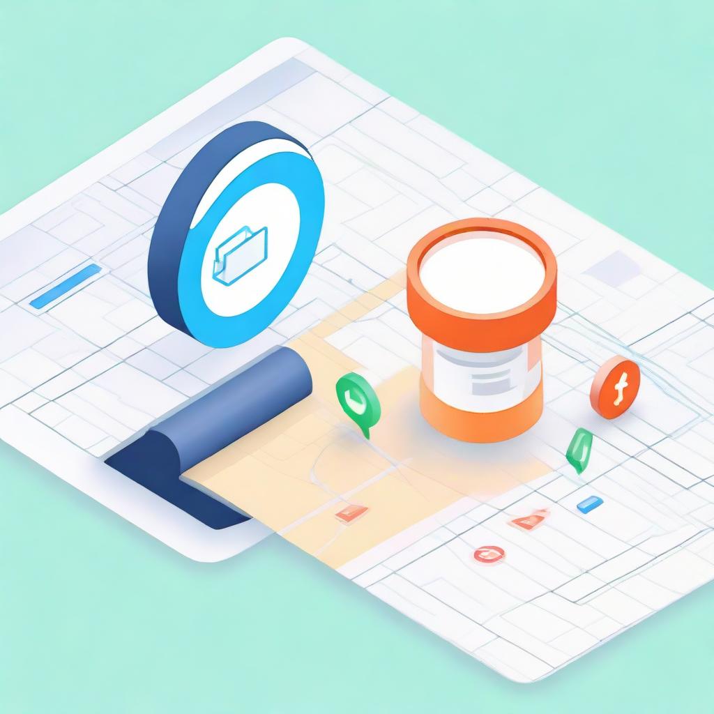 Visual representation of an application interface integrating a mapping API to visualize sale points on an interactive map and a database icon signifying the storage of sale points and product information