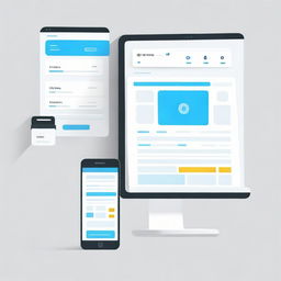 Graphic representation of a responsive user interface designed for a seamless experience across different devices, showcasing scalability and adaptability