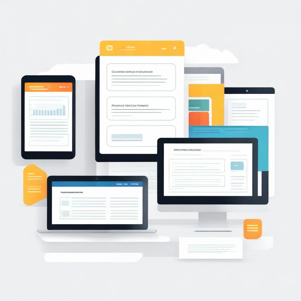 Graphic representation of a responsive user interface designed for a seamless experience across different devices, showcasing scalability and adaptability