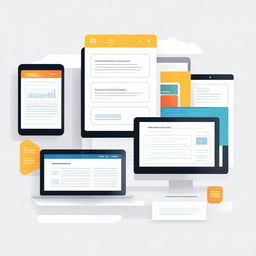 Graphic representation of a responsive user interface designed for a seamless experience across different devices, showcasing scalability and adaptability