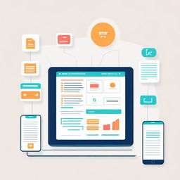 Graphic representation of a responsive user interface designed for a seamless experience across different devices, showcasing scalability and adaptability