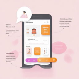 Infographic showing an intuitive and smooth user experience on a mobile app, designed for easy shopping and enhanced customer satisfaction