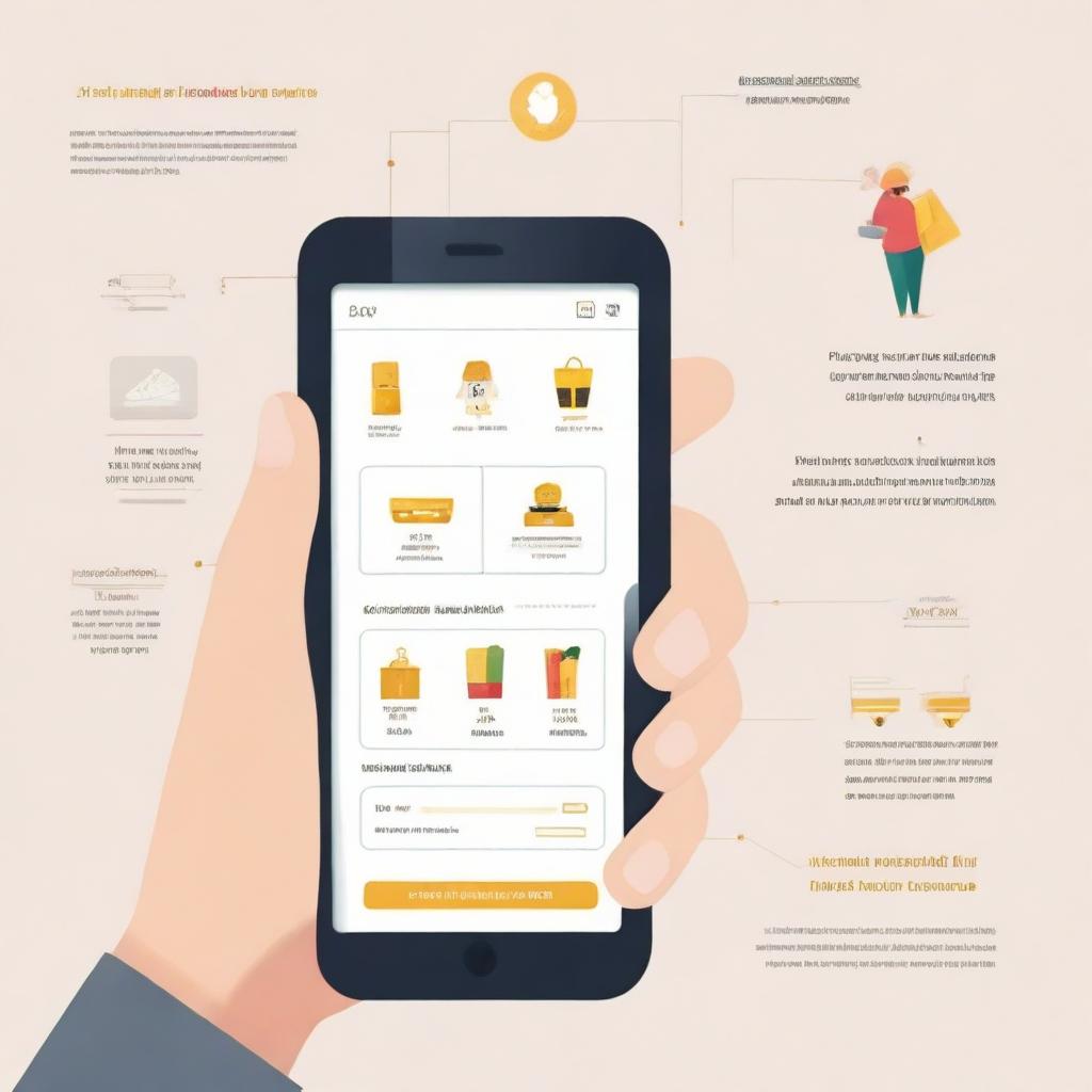 Infographic showing an intuitive and smooth user experience on a mobile app, designed for easy shopping and enhanced customer satisfaction