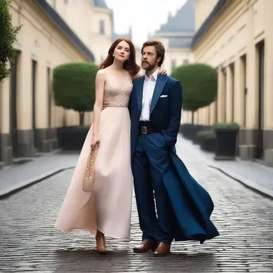 In the romantic comedy film, the lead actress wore a beautiful gown that perfectly complemented her buskin boots.