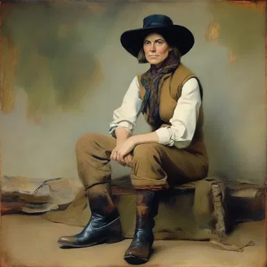 The painter captured the essence of rebellion in her portrait of a woman wearing a buskin boot.