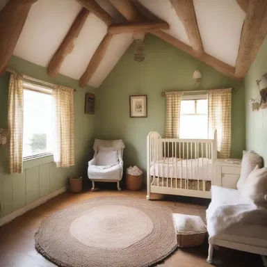 The cozy cottage in the countryside featured a bedroom where a baby could pule softly in its crib.