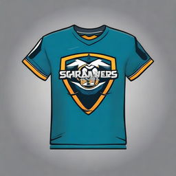 Design a football shirt with the logo of the team named Screamers, incorporating team colors and sports aesthetic