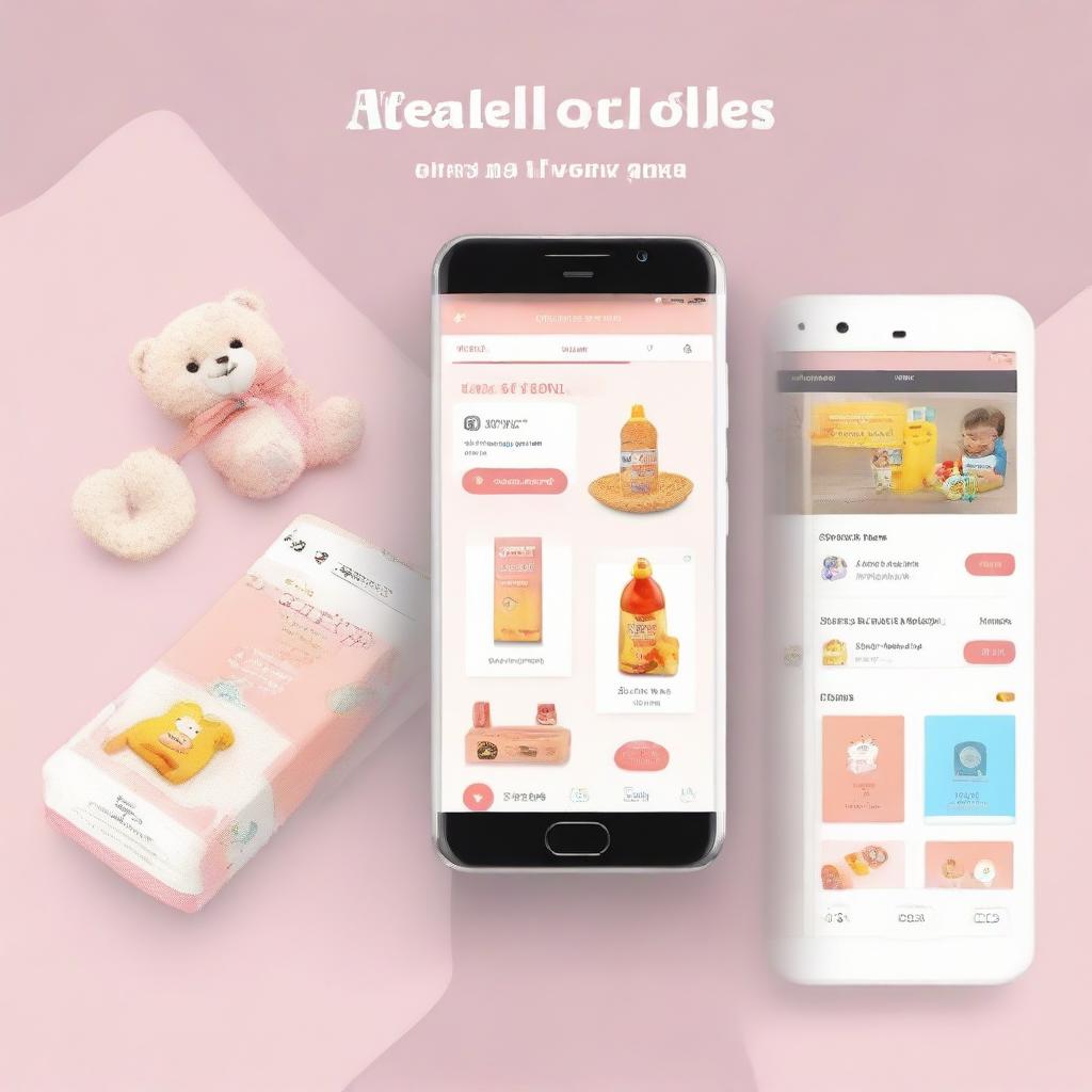 Image representation of a mobile application interface advertising exclusive contests and draw to win special gifts for babies, showcasing unique products, childcare items, and more surprises