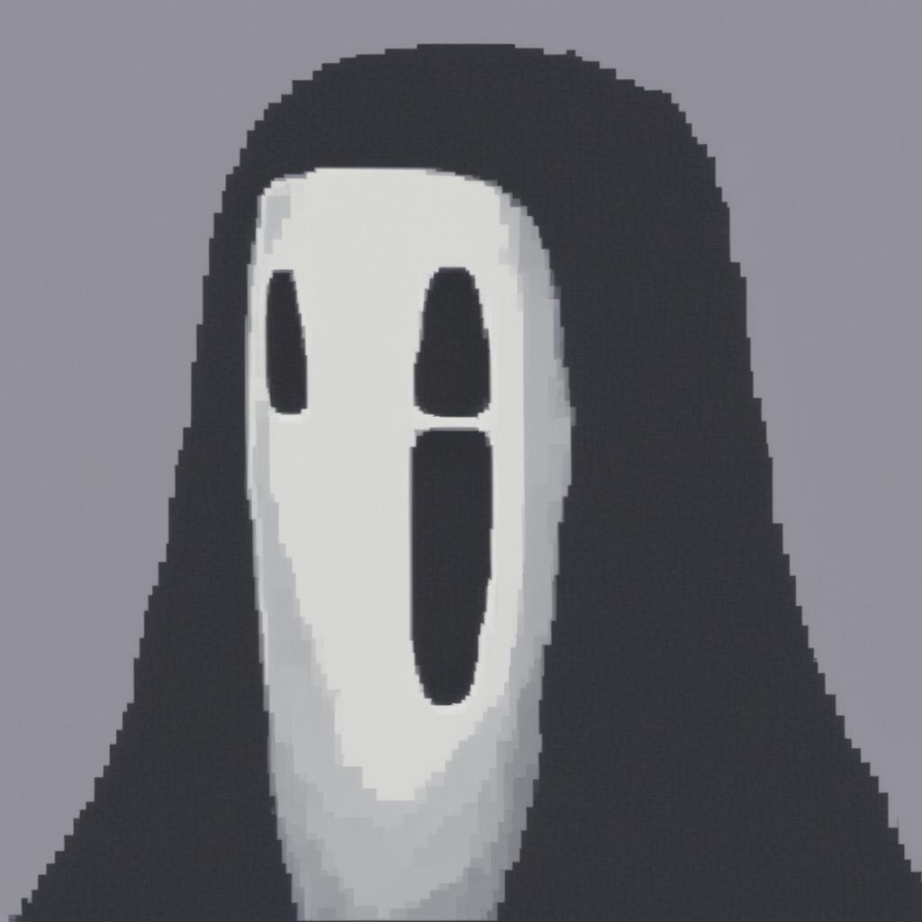 This is a 32x32 pixel art image of No-Face from 'Spirited Away'