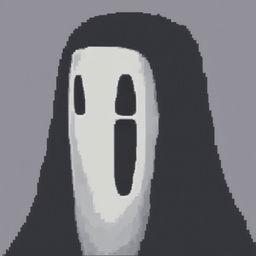This is a 32x32 pixel art image of No-Face from 'Spirited Away'