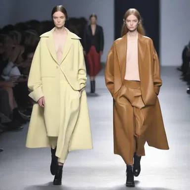 The designer showcased a collection inspired by the concept of doddering, with models wearing oversized, awkwardly fitting clothes.