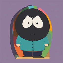 This image depicts No-Face from 'Spirited Away' in the style of 'South Park'