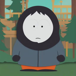 This image depicts No-Face from 'Spirited Away' in the style of 'South Park'
