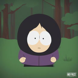 This image depicts No-Face from 'Spirited Away' in the style of 'South Park'