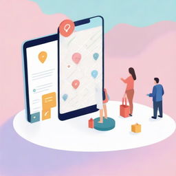 Image illustrating a mobile application that leverages location data to offer personalized recommendations for relevant sales points based on user preferences and purchase history