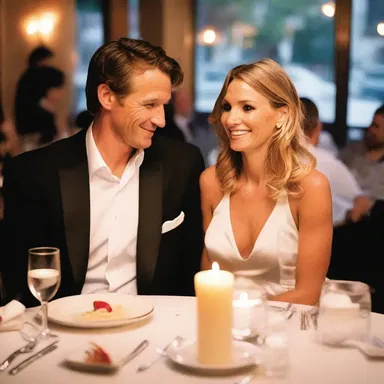 To celebrate their anniversary, the couple enjoyed a prix fixe candlelit dinner at their favorite romantic restaurant.