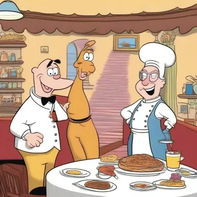 In the cartoon, the characters went to a prix fixe restaurant for a special celebration.