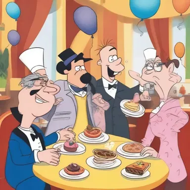 In the cartoon, the characters went to a prix fixe restaurant for a special celebration.