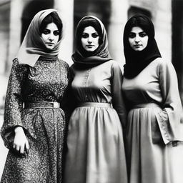 Historical portrayal of Iranian women before the revolution, showcasing modern, diverse styles of the late 1970s Iran.