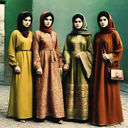 Historical portrayal of Iranian women before the revolution, showcasing modern, diverse styles of the late 1970s Iran.