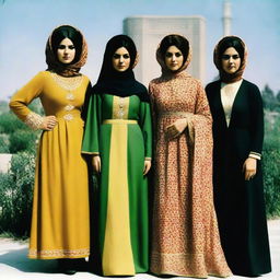 Historical portrayal of Iranian women before the revolution, showcasing modern, diverse styles of the late 1970s Iran.