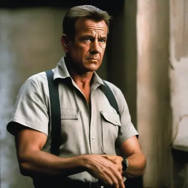 Despite the director's efforts, the inflexible character remains unchanged throughout the entire film.