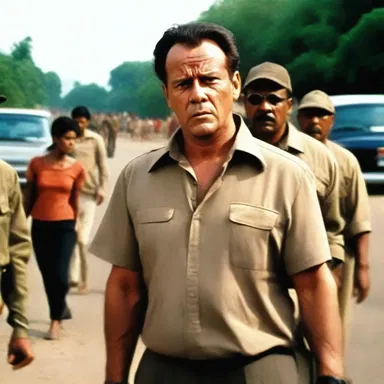 Despite the director's efforts, the inflexible character remains unchanged throughout the entire film.