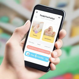 Image representation of a user-friendly mobile app platform showcasing sale points and promotions that boost sales of your baby products