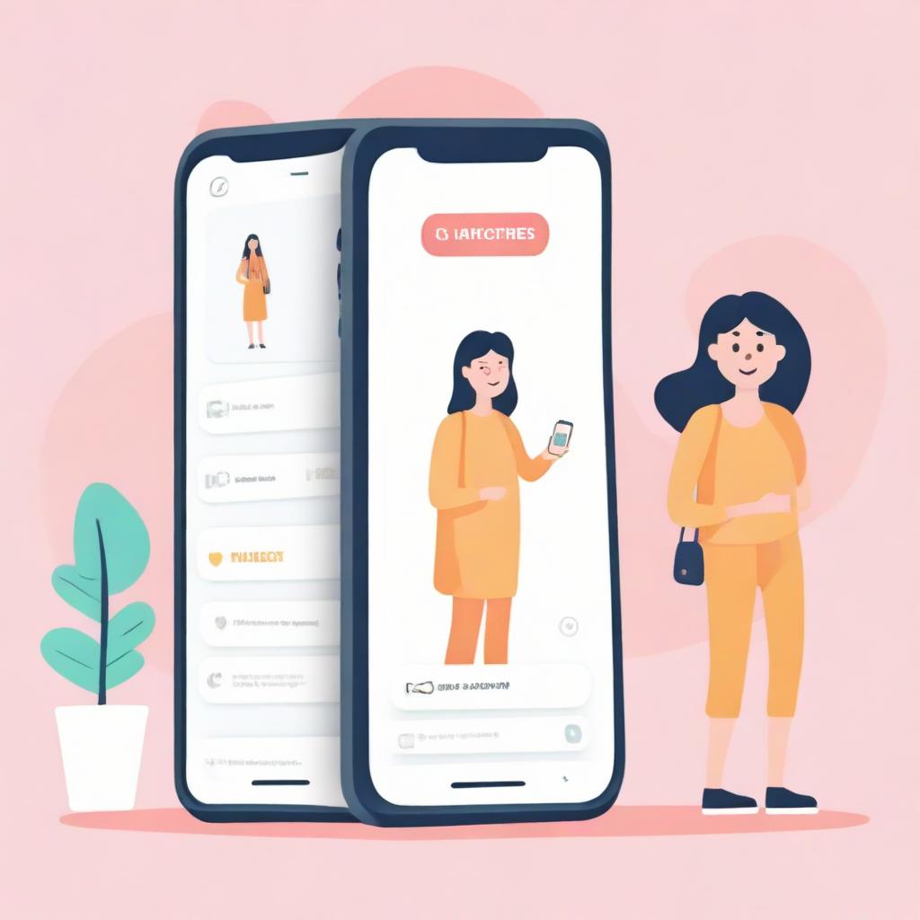 An illustrated image showcasing an application offering personalized advice for mothers and easy store locator contributing to improved customer satisfaction and brand loyalty