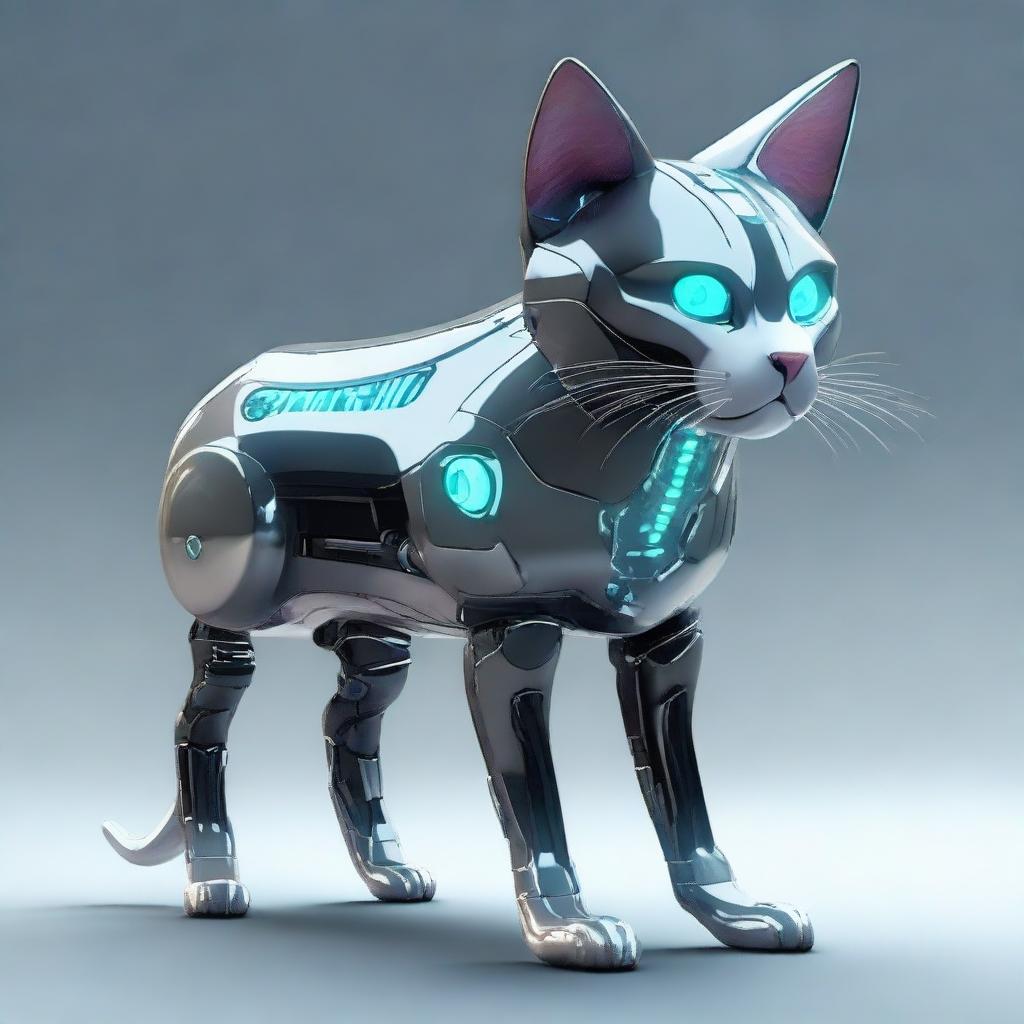 A futuristic 2024 version of a cat, showcasing advanced and evolved features.