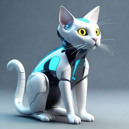 A futuristic 2024 version of a cat, showcasing advanced and evolved features.