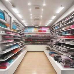 A mobile accessories shop named 'The Cover World', displaying a wide variety of phone covers, headphones, chargers, and other accessories.