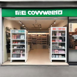 A mobile accessories shop named 'The Cover World', displaying a wide variety of phone covers, headphones, chargers, and other accessories.