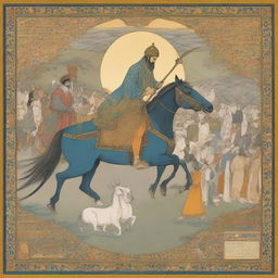 An exquisite, detailed illustration embodying the story of Garshasp from the Shahnameh, highlighting his heroic feats and Persian cultural symbolism.