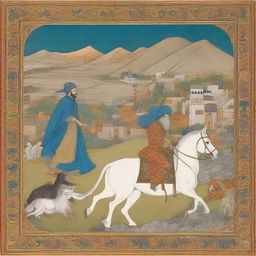 An exquisite, detailed illustration embodying the story of Garshasp from the Shahnameh, highlighting his heroic feats and Persian cultural symbolism.