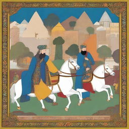 A modernistic depiction of the story of Garshasp from Shahnameh, harmoniously blending contemporary art techniques with the traditional elements of the famed Persian legend.