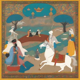 A modernistic depiction of the story of Garshasp from Shahnameh, harmoniously blending contemporary art techniques with the traditional elements of the famed Persian legend.