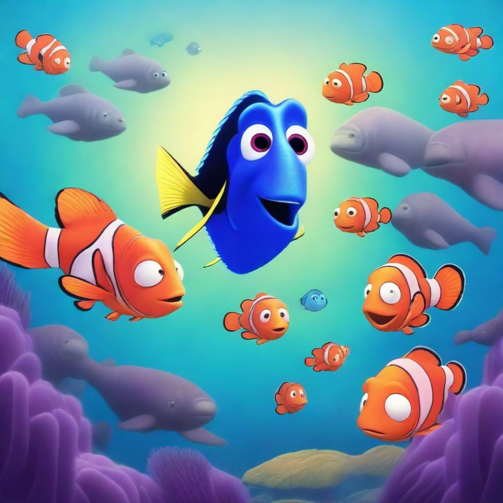 A high-quality, Disney-style animated image showing the final scene from 'Finding Nemo'