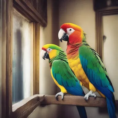 In the eerie silence of the haunted house, the protagonist suddenly heard the chilling squawks of parroquets, sending shivers down their spine.