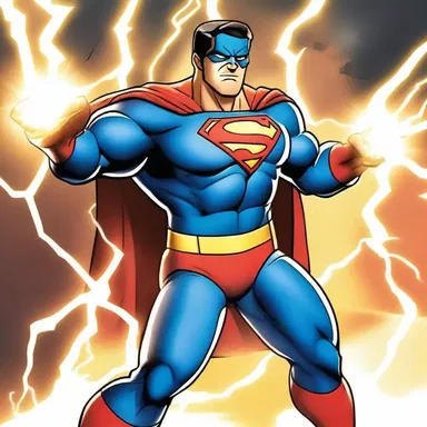 In the cartoon show, the energy-releasing powers of the superhero allow him to defeat the villains and save the day.