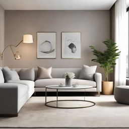 A contemporary style room with soft, ambient lighting, stylish furniture, and a few tasteful pieces of decor.