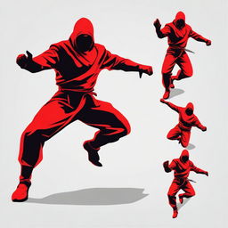 A graphically sleek and stylized vector image of a red ninja in action pose.