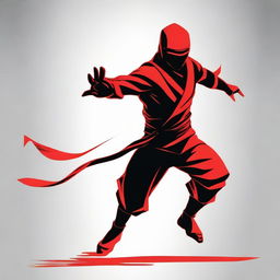 A graphically sleek and stylized vector image of a red ninja in action pose.